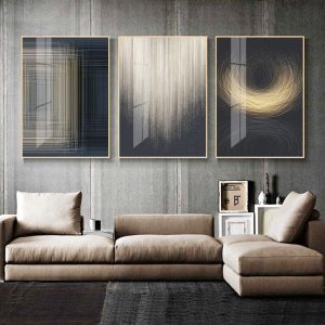 Golden Black Geometric Abstract Wall Art Canvas Painting Nordic Posters and Prints Modern Picture Living room Home Decoration