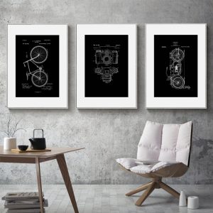 Industrial style Black White Wall Art Canvas Painting Guitar Motorbike Nordic Posters and Prints Wall Pictures for Living Room