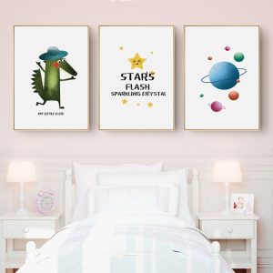 Lovely Fox Star Nursery Wall Art Canvas Painting Nordic Posters and Prints Decorative Wall Pictures Kids Baby Bedroom Home Decor