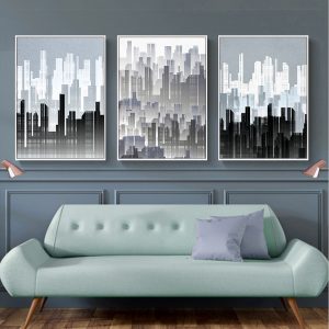 Modern Abstract Landscape Canvas Painting Geometric Building Nordic Poster Art Print Wall Pictures for Living Room Home Decor
