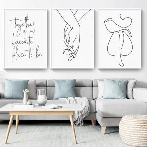 Modern Minimalist Character Decorative Painting English Letters Holding Hand Living Room Bedroom Triple Poster Nordic Home Decor