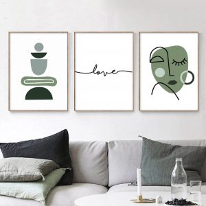 Modern Minimalist Living Room Triple Decorative Painting Geometric Abstract Characters Letters Love Poster Home Decor Wall Art