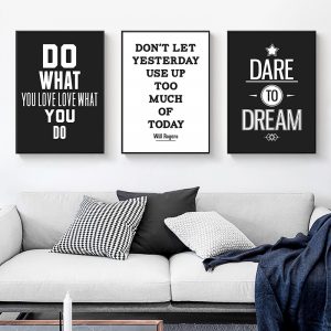 Modern Motivational Black White Quotes Canvas Painting Minimalist Wall Art Posters and prints Decorative Picture for Living Room