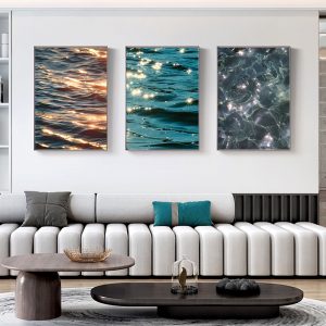 Nordic Blue Sea Wave Landscape Poster Seascape Canvas Painting Wall Art Print Modern Pictures for Living Room Home Decoration