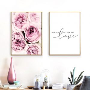 Nordic Pink Flower Picture Wall Art Canvas Painting Decoration Quotes Posters and Prints Decorative Pictures Modern Home Decor