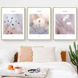 Nordic Pink Flowers Decoration Home Wall Art Canvas Painting Posters and Prints Decorative Pictures for Living Room Wall Decor