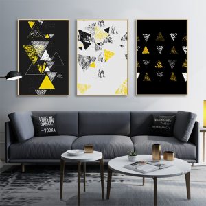 Nordic Poster Black Golden Abstract Wall Art Canvas Painting Geometric print Minimalist Wall Picture for Living Room Home Decor