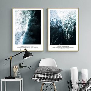 Nordic Poster Blue Ocean Landscape Wall Art Canvas Painting Seascape Posters and prints Wall Pictures for Living Room Home Decor