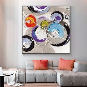 Abstract 100% Handmade Textured Circles Oil Painting Modern Canvas Art Decorative Thick Knife Paintings For Home Wall Decoration