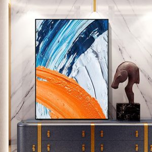 Abstract Blue Orange Oil Painting 100% Handmade On Canvas Nordic Modern Abstract Wall Art For Living Room Home Decoration