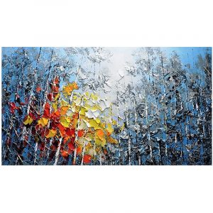 Abstract Textured Blue Forest Oil Pianting On Canvas 100% Hand Painted Modern Decorative Trees Wall Art Picture For Living Room