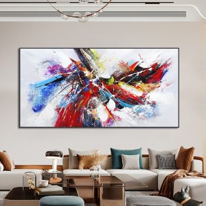 Abstract Textured Blue Red Oil Painting 100% Hand Painted On Canvas Modern Nordic Handmade Wall Art For Living Room Decoration