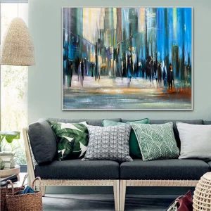 Modern Abstract City Landscape Oil Paintings Hand Made Large Size Canvas Wall Art Picture For Living Room Home Decoration