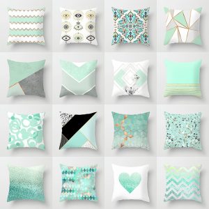 45x45cm Light Blue Green Mint Cushion Cases Modern Geometry Print Boho Decorative Pillowcase Sofa Couch Throw Pillows
