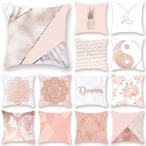 45x45cm Pink Grey Gold Geometric Abstract Pattern Cushion Cover Home Living Room Decoration Geometry Square Throw Pillow Cover