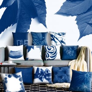 45x45cm Square Blue Geometry Pillowcase Decorative Sofa Cushion Case Bed Pillow Cover Home Dec Car Cushion Cover Home Decor Gift