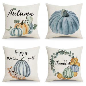 Autumn Pumpkin Cushion Cover 18x18 Inches Modern Sofa Pillow Covers Thanksgiving Decor Linen Pillowcase for Couch