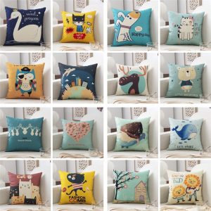 Cute Animal Pillowcase Decorative Sofa Cushion Cover 45x45cm Linen Pillowcases for Bed Car Cushion Home Decor Pillow Cover