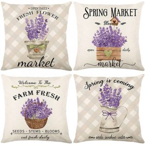 Spring Lavender Flower Pillowcase for Sofa Car Linen Pillowcase Living Room Decorative Cushion Cover Throw Pillow Case