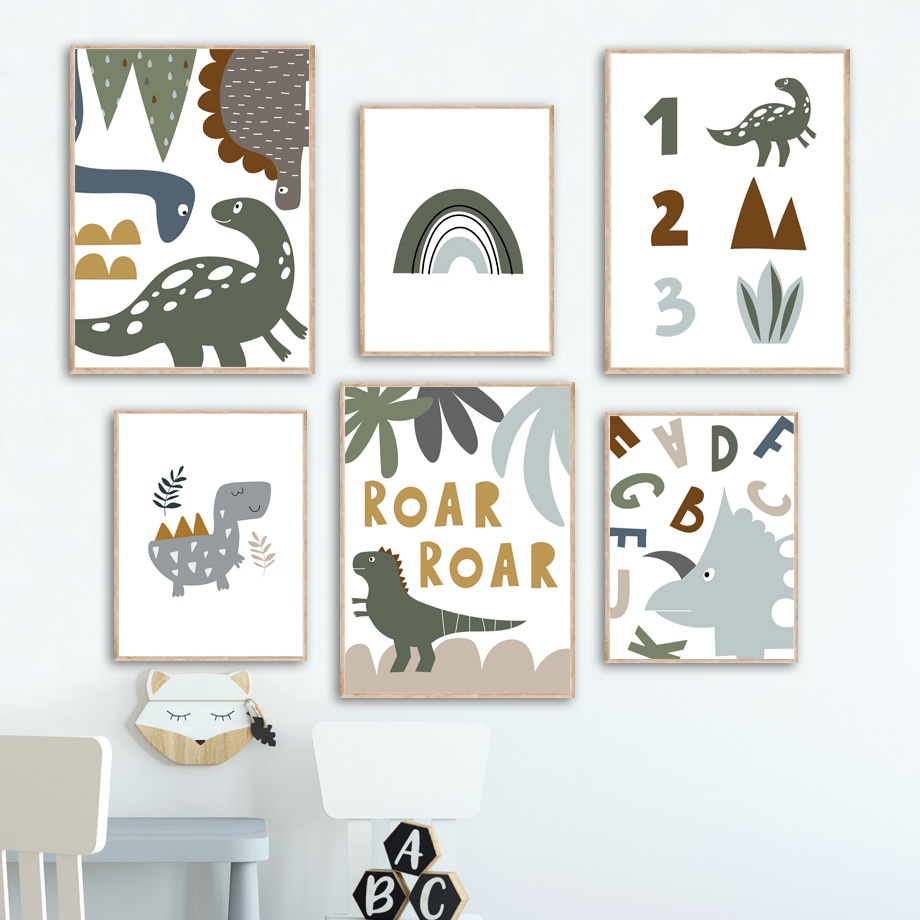 Dinosaur-Roar-Rainbow-Math-Number-Letter-Cartoon-Animals-Art-Canvas-Painting-Posters-Prints-Wall-Pictures-For-1.jpg