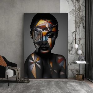 Geometric Makeup African Black Woman Canvas Posters Figure Art  Picture HD Print Modern Wall Painting for Living Room Decoration