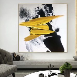 Abstract Wall Art Oil Painting Original Large Gold For Living Room Home Decor