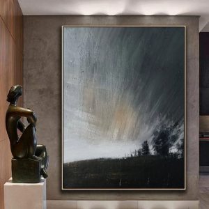 Large Sky Painting Original Gray Sky Abstract Painting Large Wall Art Abstract Oil Painting Extra Large Wall Art Black Abstract Painting