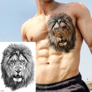 Black Spartan Temporary Tattoos For Men Boys Lion Knight Wolf Skull Compass Tiger Fake Tattoo Sticker Arm Leg Tatoos Waterproof - Color : DLZ206