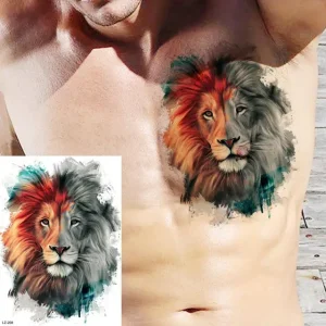 Black Spartan Temporary Tattoos For Men Boys Lion Knight Wolf Skull Compass Tiger Fake Tattoo Sticker Arm Leg Tatoos Waterproof - Color : DLZ208