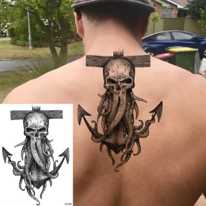Black Spartan Temporary Tattoos For Men Boys Lion Knight Wolf Skull Compass Tiger Fake Tattoo Sticker Arm Leg Tatoos Waterproof - Color : DLZ233