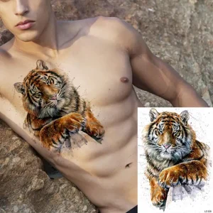 Black Spartan Temporary Tattoos For Men Boys Lion Knight Wolf Skull Compass Tiger Fake Tattoo Sticker Arm Leg Tatoos Waterproof - Color : DLZ229