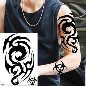 Black Spartan Temporary Tattoos For Men Boys Lion Knight Wolf Skull Compass Tiger Fake Tattoo Sticker Arm Leg Tatoos Waterproof - Color : DLZ219