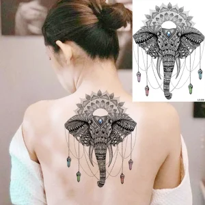 Black Spartan Temporary Tattoos For Men Boys Lion Knight Wolf Skull Compass Tiger Fake Tattoo Sticker Arm Leg Tatoos Waterproof - Color : DLZ238