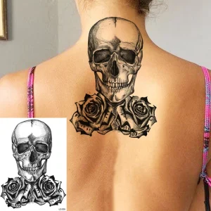 Black Spartan Temporary Tattoos For Men Boys Lion Knight Wolf Skull Compass Tiger Fake Tattoo Sticker Arm Leg Tatoos Waterproof - Color : DLZ235