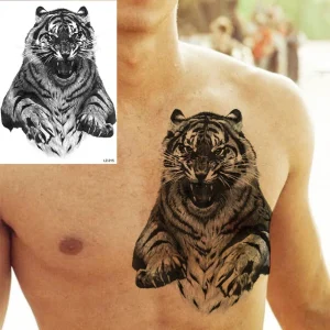 Black Spartan Temporary Tattoos For Men Boys Lion Knight Wolf Skull Compass Tiger Fake Tattoo Sticker Arm Leg Tatoos Waterproof - Color : DLZ215
