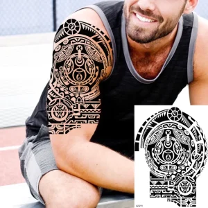 Black Spartan Temporary Tattoos For Men Boys Lion Knight Wolf Skull Compass Tiger Fake Tattoo Sticker Arm Leg Tatoos Waterproof - Color : DLZ211